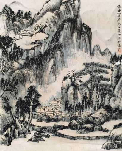 吴子玉 癸丑（1913）年作 仿王蒙山水 镜心